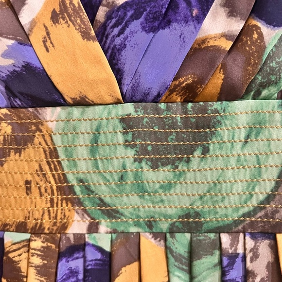 FINAL PRICE NWT BCBGMAXAZRIA Silk Multicolor Green  Floral Drape Pleated Dress - Picture 9 of 10